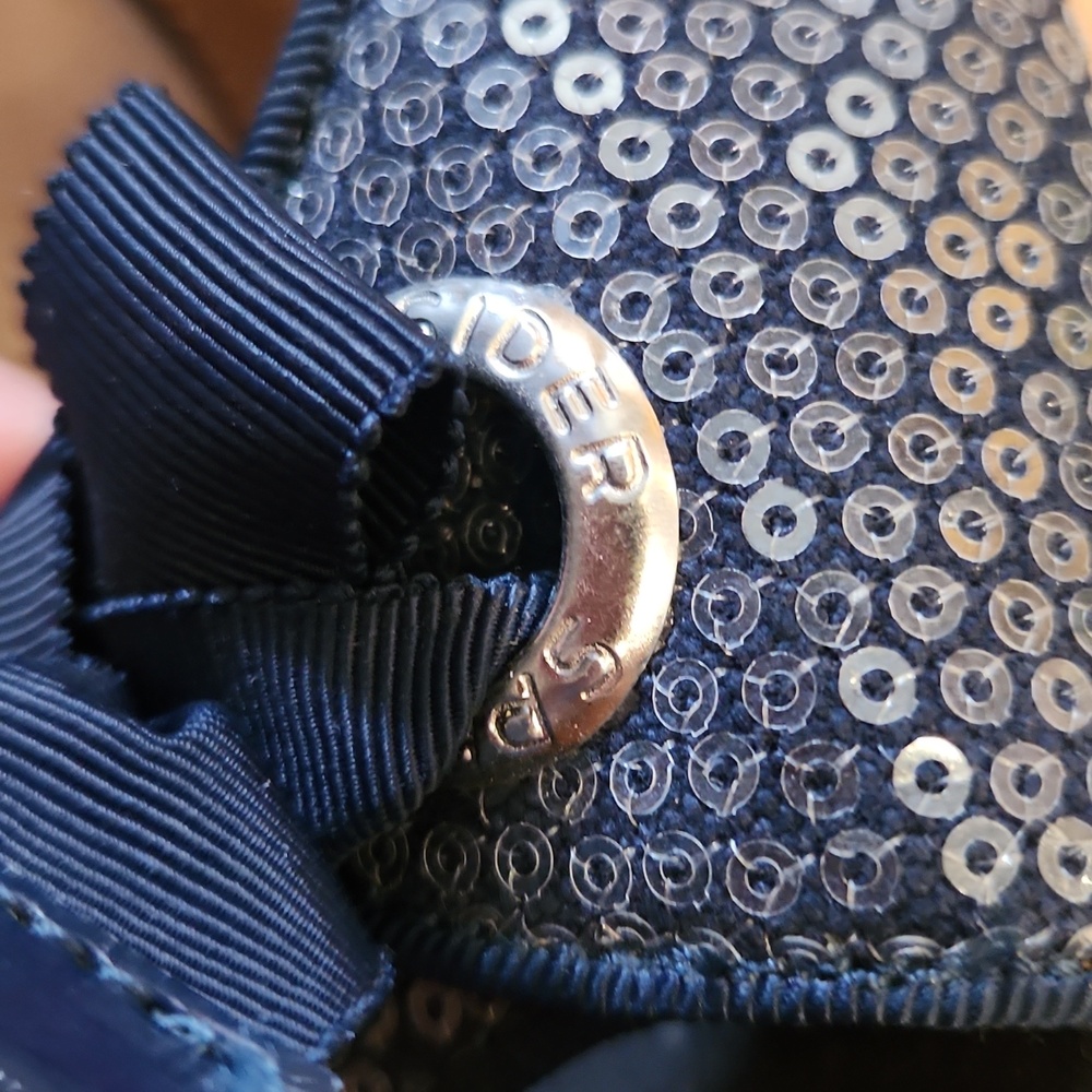 Sperry Navy Sequin Slingback Cork Wedges with Bow - Picture 11 of 12